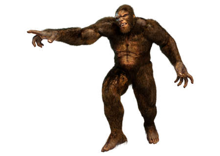 3D rendering of a Sasquatch or Bigfoot isolated on white background
