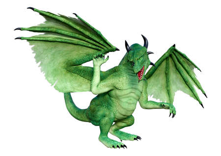 3D rendering of a fantasy dragon isolated on white background