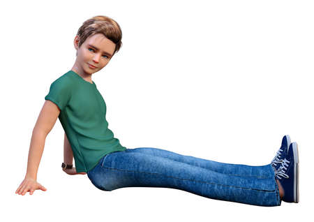 3D rendering of a cool teenager boy isolated on white background