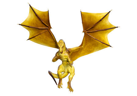 3D rendering of a fantasy dragon isolated on white backgroundの写真素材