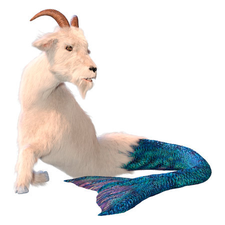 3D rendering of a capricorn, the sea goat star isolated on white backgroundの写真素材