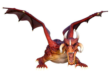 3D rendering of a fantasy dragon isolated on white background