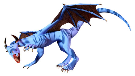 3D rendering of a fantasy dragon isolated on white backgroundの写真素材