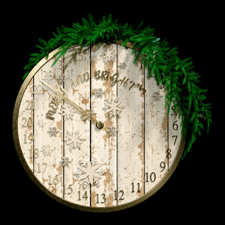 3D rendering of a festive Advent calendar isolated on black background