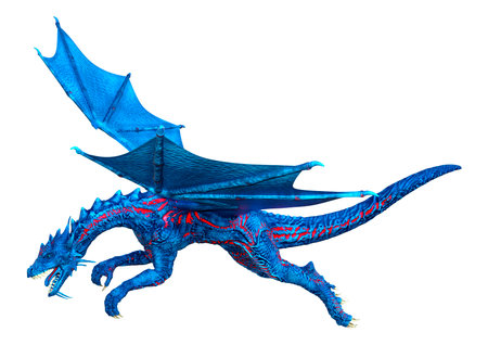 3D rendering of a fantasy dragon isolated on white backgroundの写真素材