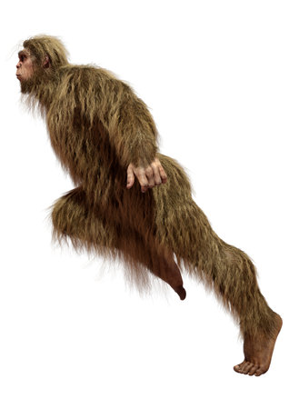 3D rendering of a Sasquatch or Bigfoot isolated on white background