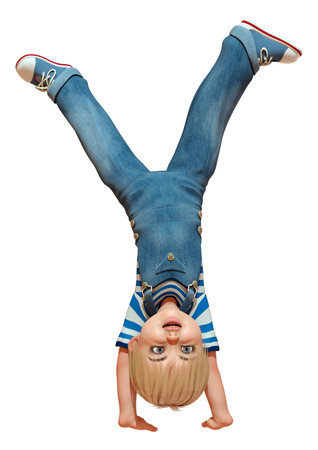 3D rendering of a cartoon Caucasian boy isolated on white background
