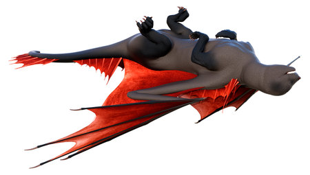 3D rendering of a fantasy dragon isolated on white backgroundの写真素材