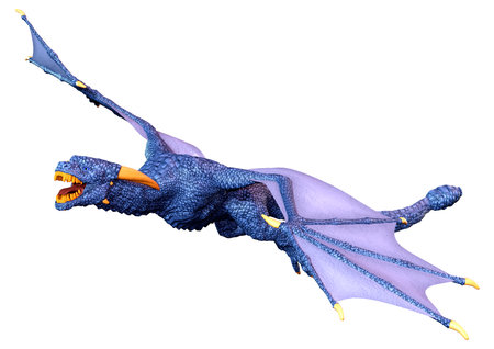 3D rendering of a fantasy dragon isolated on white backgroundの写真素材