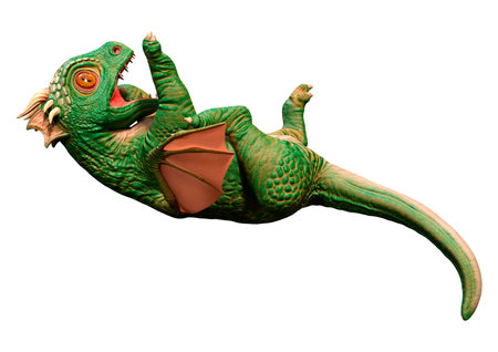 3D rendering of a fantasy dragon isolated on white backgroundの写真素材