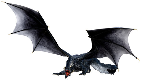 3D rendering of a fantasy dragon isolated on white backgroundの写真素材