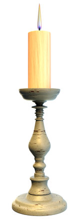 3D rendering of a candle isolated on white backgroundの写真素材