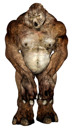 3D rendering of a fairy tale troll isolated on white backgroundの写真素材