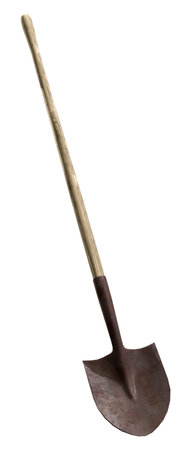 3D rendering of an old single shovel isolated on white backgroundの写真素材