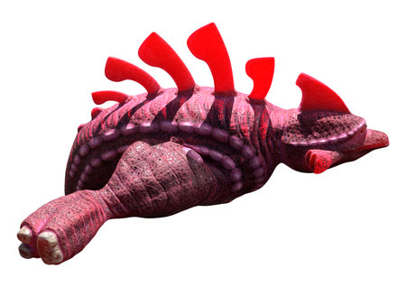 3D rendering of a red fantasy creature isolated on white backgroundの写真素材