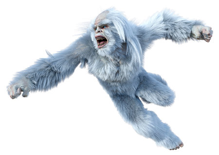 3D rendering of a fantasy creature yeti isolated on white backgroundの写真素材