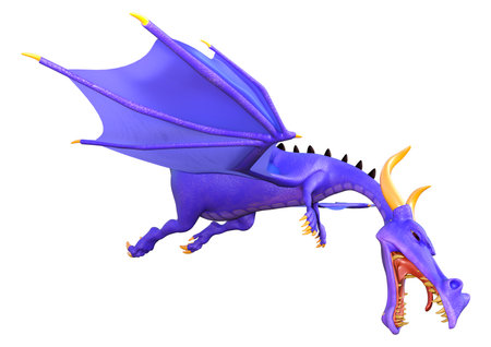 3D rendering of a fantasy dragon isolated on white backgroundの写真素材