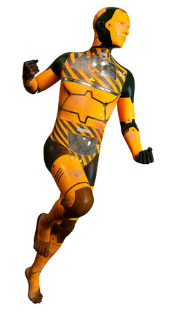 3D rendering of a male robot isolated on white background