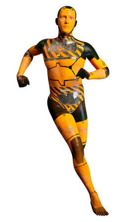 3D rendering of a male robot isolated on white background