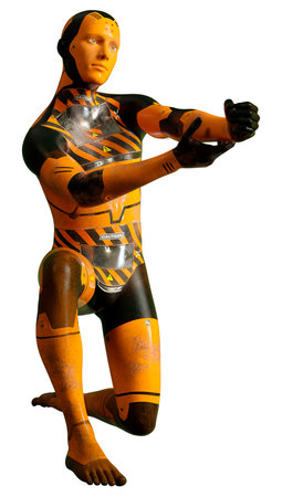 3D rendering of a male robot isolated on white background