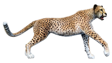 3D rendering of a big cat cheetah isolated on white backgroundの写真素材