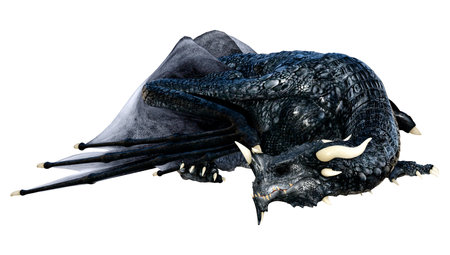 3D rendering of a fantasy dragon isolated on white backgroundの写真素材