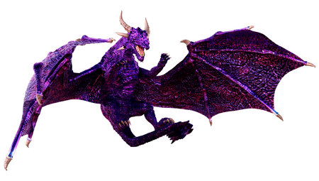 3D rendering of a fantasy dragon isolated on white backgroundの写真素材