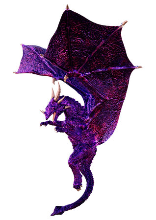 3D rendering of a fantasy dragon isolated on white backgroundの写真素材