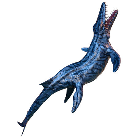 3D rendering of a Mosasaurus, sea creature, prehistoric dinosaur isolated on white backgroundの写真素材
