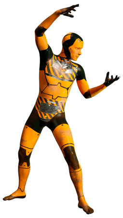 3D rendering of a male robot isolated on white background