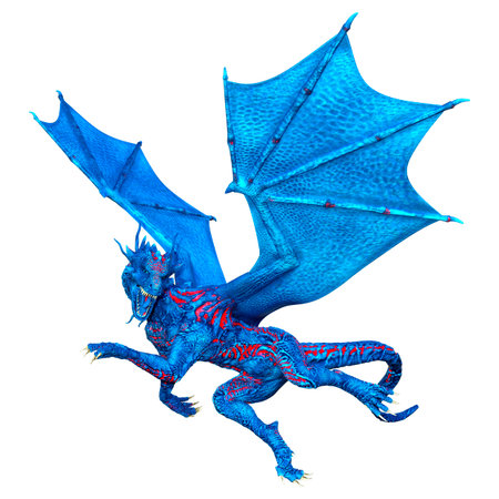 3D rendering of a fantasy dragon isolated on white backgroundの写真素材