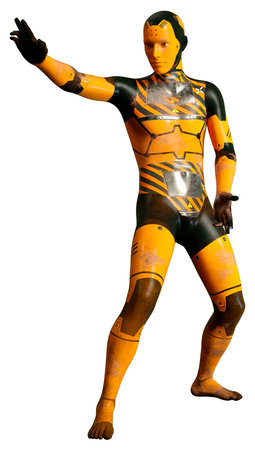 3D rendering of a male robot isolated on white background