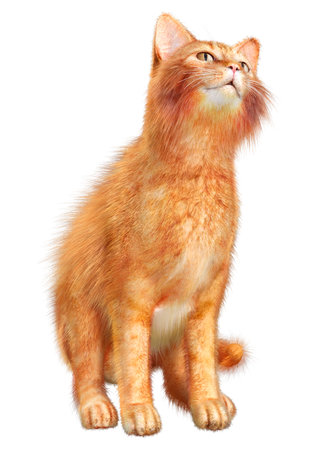 3D rendering of a red cat isolated on white backgroundの写真素材
