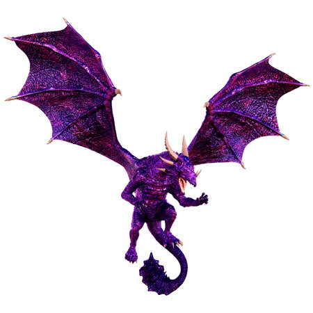 3D rendering of a fantasy dragon isolated on white backgroundの写真素材