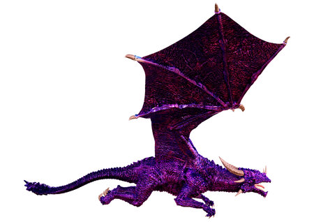 3D rendering of a fantasy dragon isolated on white backgroundの写真素材