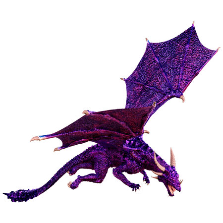 3D rendering of a fantasy dragon isolated on white backgroundの写真素材