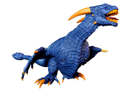 3D rendering of a fantasy dragon isolated on white backgroundの写真素材