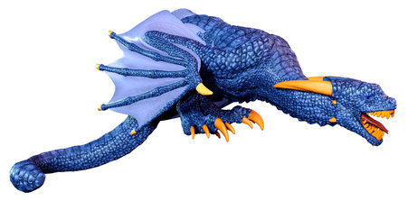 3D rendering of a fantasy dragon isolated on white backgroundの写真素材