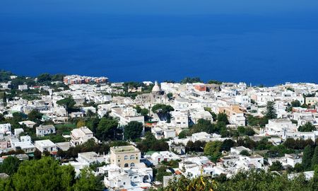 Anacapri at Capri island with beautiful azure blue seaの写真素材