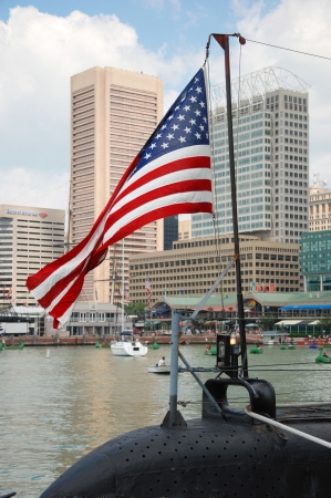 Baltimore  - CIRCA JULY 2009  USS Torsk Submarine in Baltimore Inner Harbor circa July 2009 in Baltimore Maryland, USA  USS Torsk is one of two Tench Class Submarine still located inside the United States  のeditorial素材