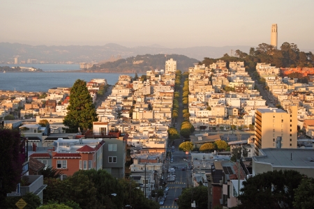 View of the San Francisco during the sunset.