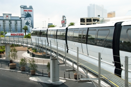 LAS VEGAS - SEPTEMBER 30, 2011 -  Monorail arriving to the station on the Las Vegas Strip on...