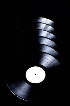 Vinyl records on black backgroundの写真素材
