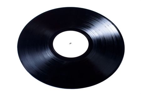 Antique vinyl record isolated on whiteの写真素材