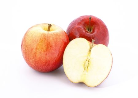 Three apples isolated on whiteの写真素材