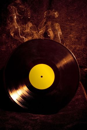 Vinyl record with smokeの写真素材