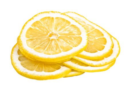 Sliced lemon isolated over whiteの写真素材