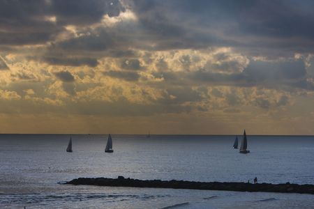 Yachts in the seaの写真素材