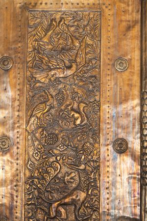 Details of ornament on doors of 'Shaarei Tzedek' hospital in Jerusalem, Israelの写真素材