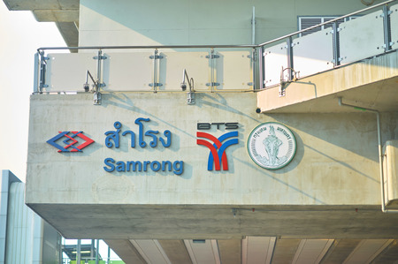Bangkok,thailand,March 14,2018,Board name of electric train stationのeditorial素材